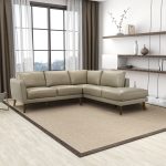 Benson Beige Leather Sectional Sofa Right Facing Chaise - Image 4