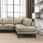 Benson Beige Leather Sectional Sofa Right Facing Chaise - Image 5