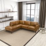 Benson Tan Leather Sectional Sofa Left Facing Chaise - Image 2
