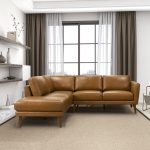 Benson Tan Leather Sectional Sofa Left Facing Chaise - Image 4
