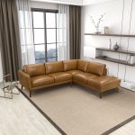 Benson Tan Leather Sectional Sofa Right Facing Chaise - Image 2