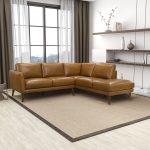 Benson Tan Leather Sectional Sofa Right Facing Chaise - Image 3