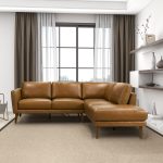 Benson Tan Leather Sectional Sofa Right Facing Chaise - Image 4
