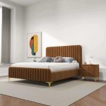 Bethany Velvet Upholstered Platform Bed Queen - Image 3