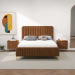 Bethany Velvet Upholstered Platform Bed Queen - Image 4