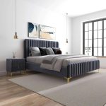 Bethany Velvet Upholstered Platform Bed Queen - Image 5