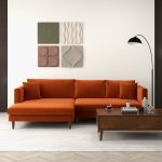 Blake L-Shaped Sectional Burnt Orange Sofa Right Facing - Image 2