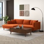 Blake L-Shaped Sectional Burnt Orange Sofa Right Facing - Image 3