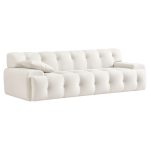 Brampton Mid Century 90 Inch Cream Velvet Sofa - Image 2