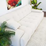 Brampton Mid Century 90 Inch Cream Velvet Sofa - Image 4