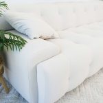 Brampton Mid Century 90 Inch Cream Velvet Sofa - Image 5