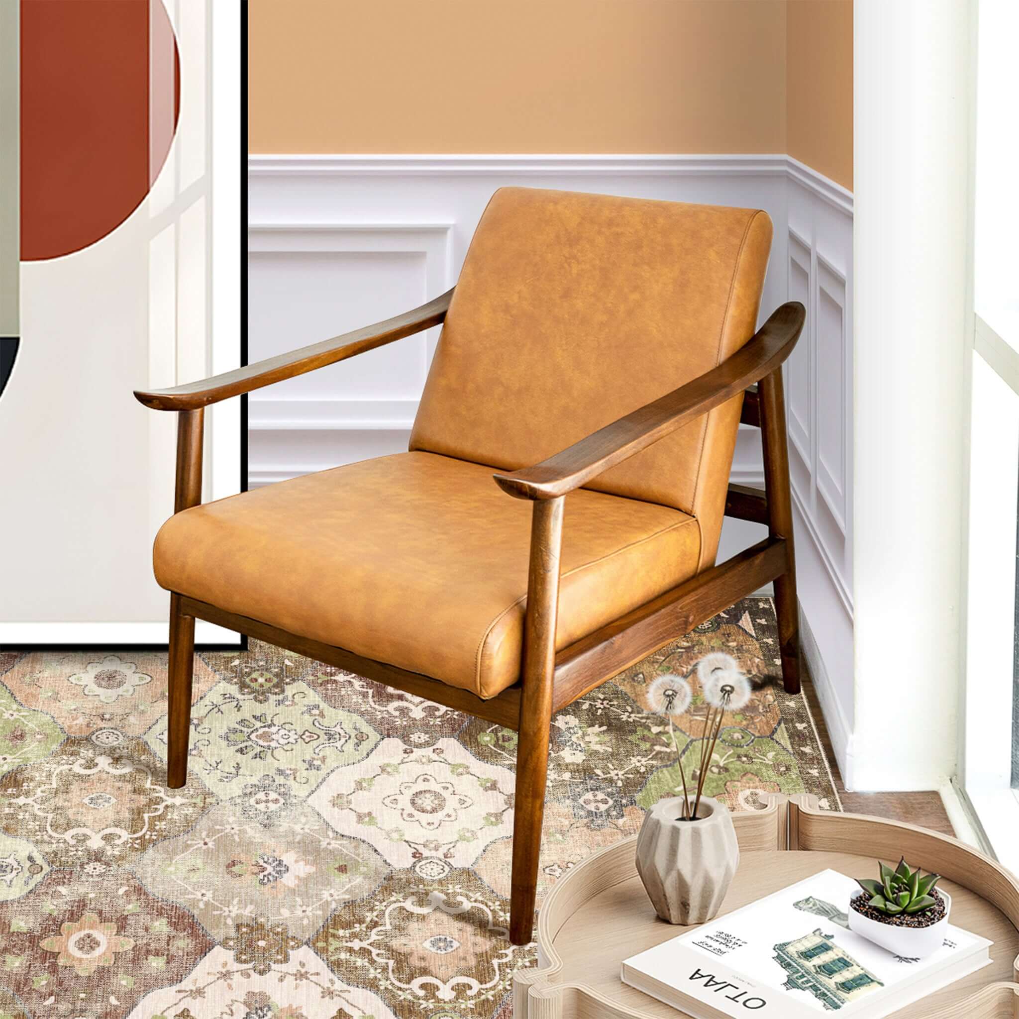 Brandon Antique Tan Leather Lounge Chair Brandon Antique Tan Leather Lounge Chair