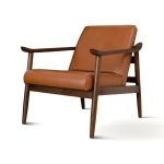 Brandon  Solid Dark Tan Leather Lounge Chair - Image 5