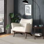 Brayden Mid Century Modern Beige Boucle Armchair - Image 2