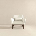 Brayden Mid Century Modern Beige Boucle Armchair - Image 3