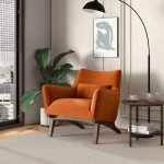 Brayden Mid Century Modern Burnt Orange Velvet Armchair - Image 2