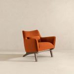 Brayden Mid Century Modern Burnt Orange Velvet Armchair - Image 4