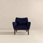 Brayden Mid Century Modern Dark Blue Boucle Armchair - Image 3