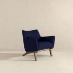 Brayden Mid Century Modern Dark Blue Boucle Armchair - Image 4
