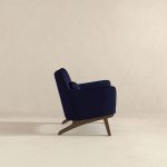 Brayden Mid Century Modern Dark Blue Boucle Armchair - Image 5