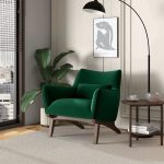 Brayden Mid Century Modern Dark Green Velvet Armchair - Image 2