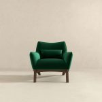 Brayden Mid Century Modern Dark Green Velvet Armchair - Image 3