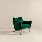Brayden Mid Century Modern Dark Green Velvet Armchair - Image 4
