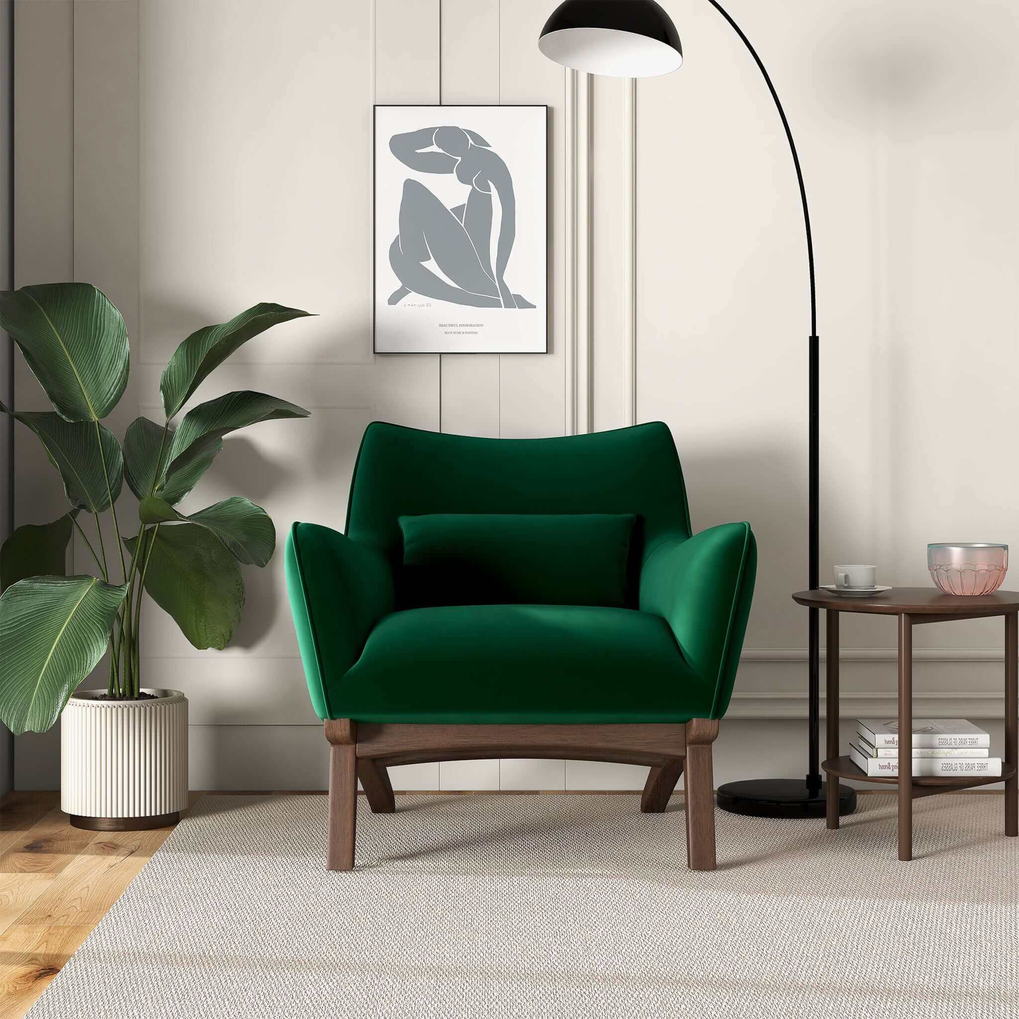 Brayden Mid Century Modern Dark Green Velvet Armchair Brayden Mid Century Modern Dark Green Velvet Armchair