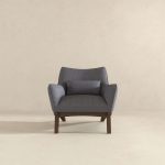 Brayden Mid Century Modern Sea Side Grey Linen Armchair - Image 3