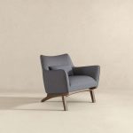 Brayden Mid Century Modern Sea Side Grey Linen Armchair - Image 4