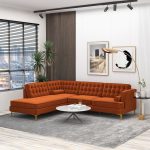 Brooke Burnt Orange Sectional Sofa Left Facing - Image 3