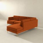 Brooke Burnt Orange Sectional Sofa Right Facing - Image 4
