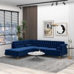 Brooke Dark Blue Sectional Sofa Left Facing - Image 2