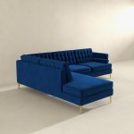 Brooke Dark Blue Sectional Sofa Left Facing - Image 4