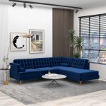 Brooke Dark Blue Sectional Sofa Right Facing - Image 2