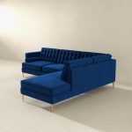 Brooke Dark Blue Sectional Sofa Right Facing - Image 4
