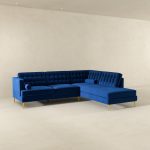 Brooke Dark Blue Sectional Sofa Right Facing - Image 5