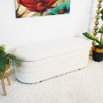 Cabana White Boucle Bench w/Storage - Image 2