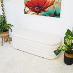 Cabana White Boucle Bench w/Storage - Image 3