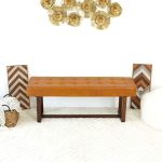 Cameron Tan Leather Bench - Image 3