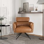 Camila  Tan Leather Lounge Chair - Image 3