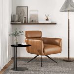 Camila  Tan Leather Lounge Chair - Image 4