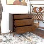 Caroline Mid Century Modern Solid Wood Dresser 3-Drawer - Image 3