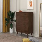 Caroline Mid Century Modern Solid Wood Dresser 5-Drawer - Image 4
