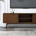 Caroline Mid Century Modern Style Walnut TV Stand Up To 72" - Image 2