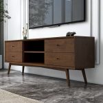 Caroline Mid Century Modern Style Walnut TV Stand Up To 72" - Image 5