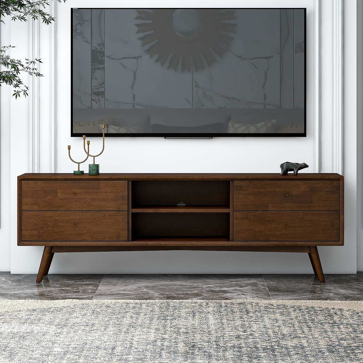 Caroline Mid Century Modern Style Walnut TV Stand Up To 72" Caroline Mid Century Modern Style Walnut TV Stand Up To 72"