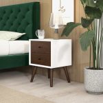 Caroline Mid Century Modern Style White Night Stand 2-Drawer - Image 2