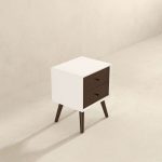 Caroline Mid Century Modern Style White Night Stand 2-Drawer - Image 3