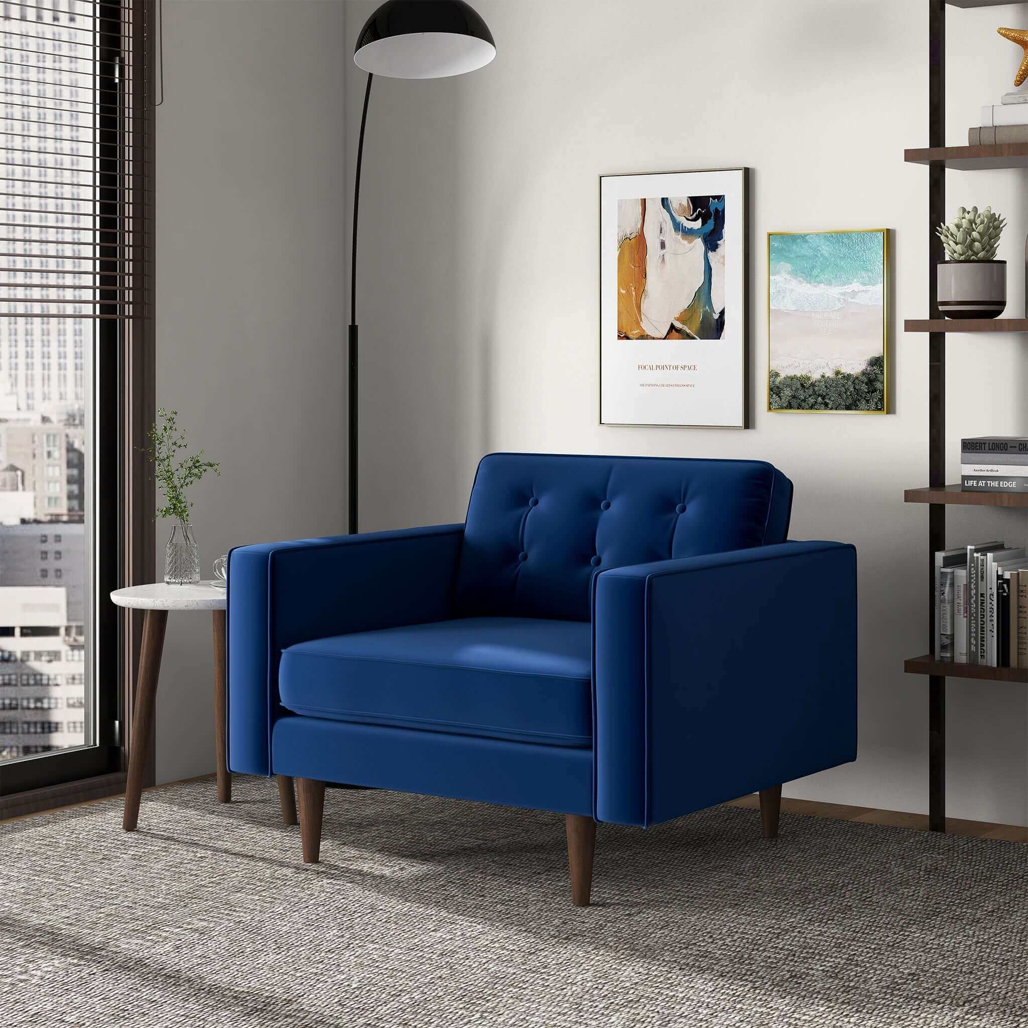 Casey Blue Velvet Lounge Chair Casey Blue Velvet Lounge Chair
